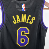 23/24 LAKERS JAMES #6 Black City Edition Kids Top Quality Hot Pressing NBA Jersey(童装)
