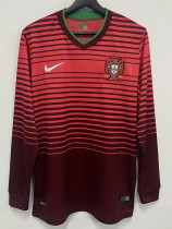 2014 Portugal Home Long Sleeve Retro Soccer Jersey