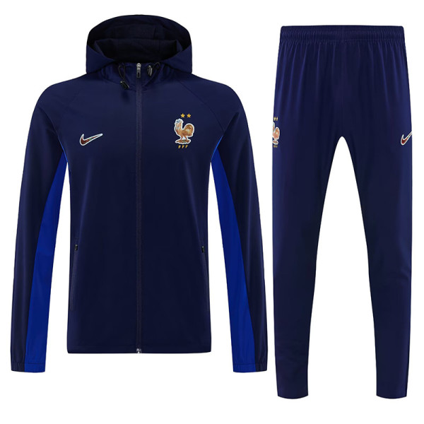 26/27 France Royal Blue Hooded Windbreaker Tracksuit