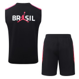 26/27 Brazil Black Tank top and shorts suit#D26028(红色衣边)