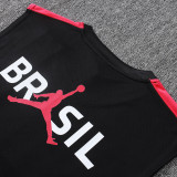 26/27 Brazil Black Tank top and shorts suit#D26028(红色衣边)