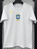 26/27 Brazil AJ White Pure Cotton Men's T-shirt#T306大标