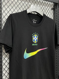 26/27 Brazil Black Pure Cotton Men's T-shirt#T296(金标)