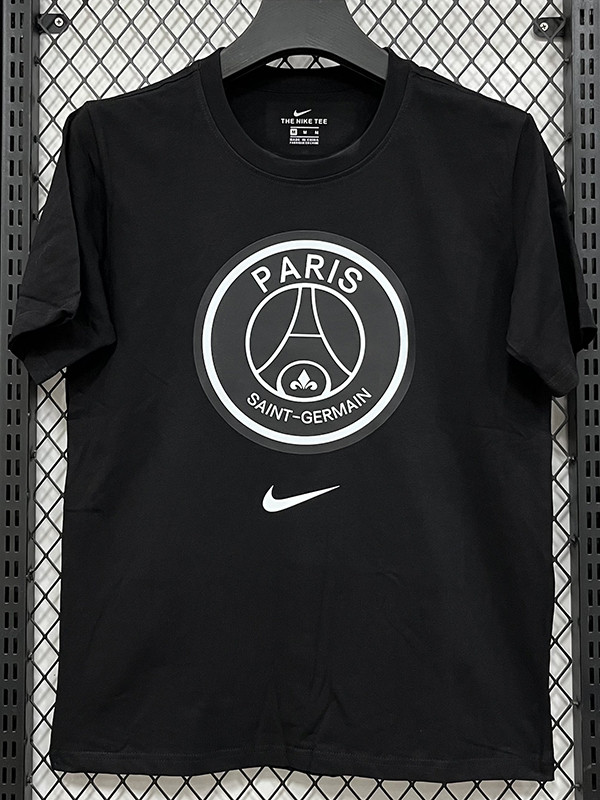 26/27 PSG Black Pure Cotton Men's T-shirt#T307大标