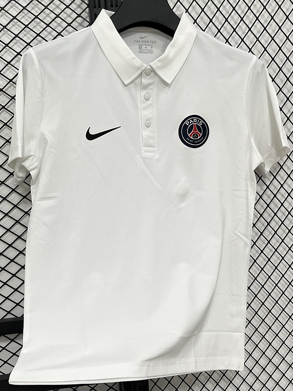 26/27 PSG White Leisure quick drying Men's Polo-shirt Top#PL6619