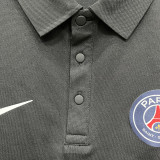 26/27 PSG Black Leisure quick drying Men's Polo-shirt Top#PL6619