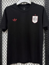 26/27 Spain Black Pure Cotton Men's T-shirt#T293