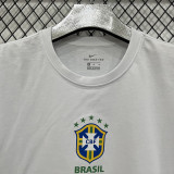 26/27 Brazil White Pure Cotton Men's T-shirt#T296(金标)