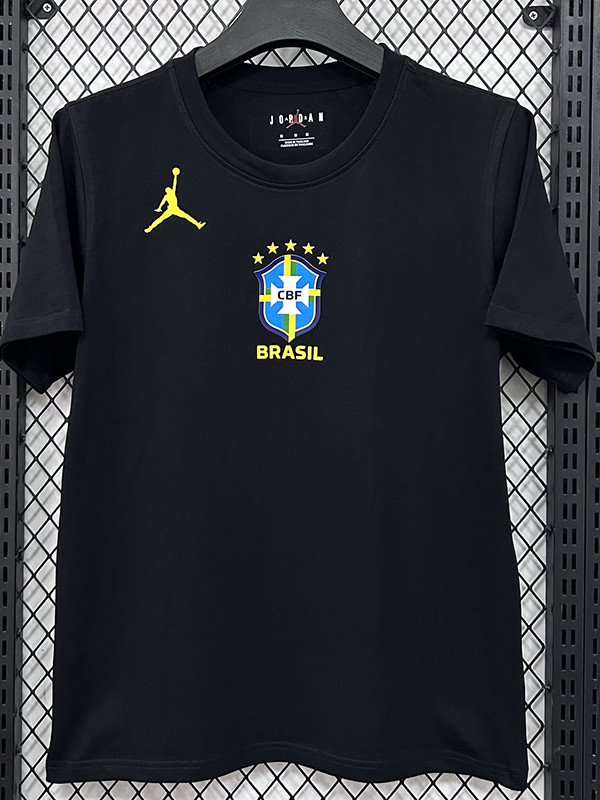 26/27 Brazil AJ Black Pure Cotton Men's T-shirt#T306大标