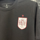 26/27 Spain Black Pure Cotton Men's T-shirt#T293