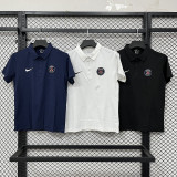 26/27 PSG Black Leisure quick drying Men's Polo-shirt Top#PL6619