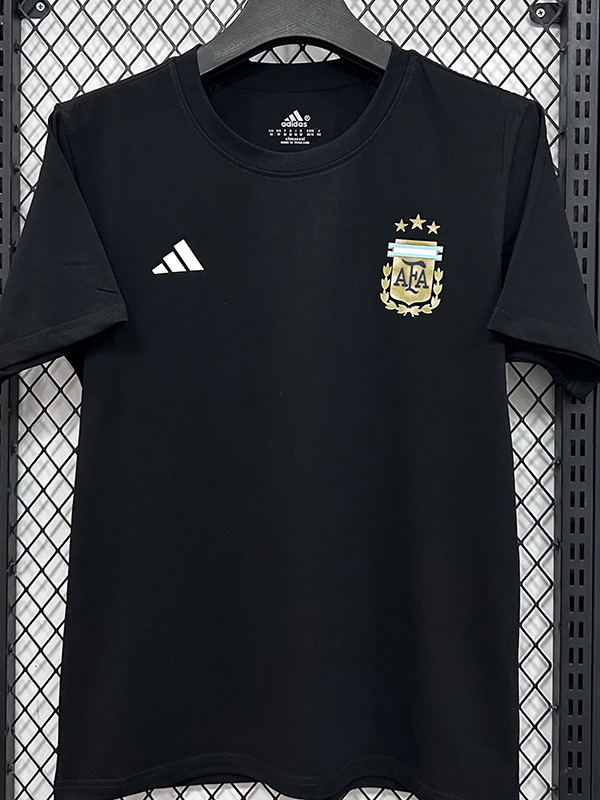 26/27 Argentina Black Pure Cotton Men's T-shirt#T301