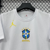 26/27 Brazil AJ White Pure Cotton Men's T-shirt#T306大标