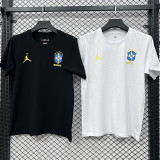 26/27 Brazil AJ White Pure Cotton Men's T-shirt#T303小标
