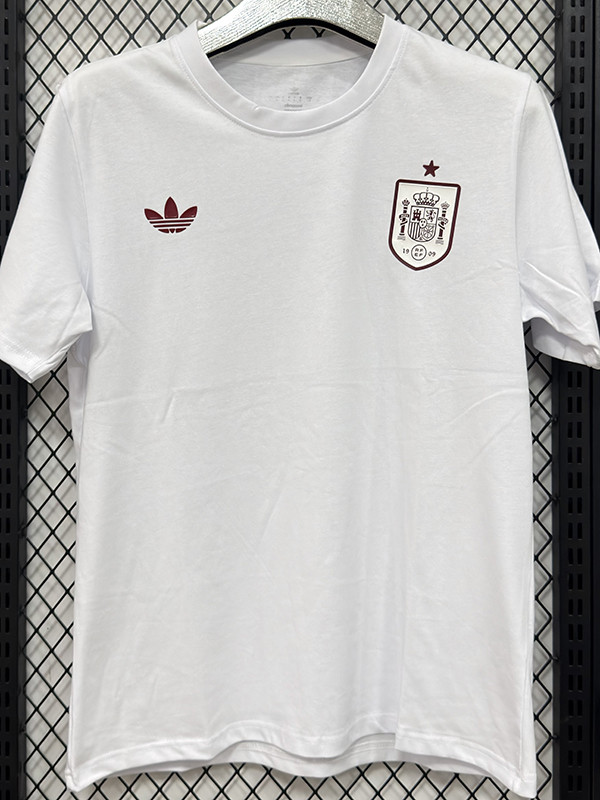 26/27 Spain White Pure Cotton Men's T-shirt#T293