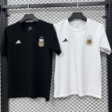 26/27 Argentina Black Pure Cotton Men's T-shirt#T301