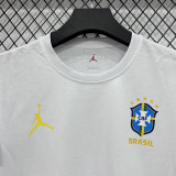 26/27 Brazil AJ White Pure Cotton Men's T-shirt#T303小标