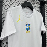 26/27 Brazil AJ White Pure Cotton Men's T-shirt#T306大标