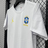 26/27 Brazil AJ White Pure Cotton Men's T-shirt#T303小标