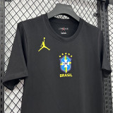 26/27 Brazil AJ Black Pure Cotton Men's T-shirt#T306大标