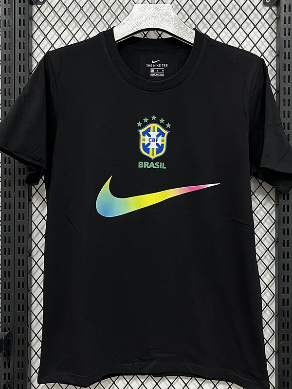26/27 Brazil Black Pure Cotton Men's T-shirt#T296(金标)