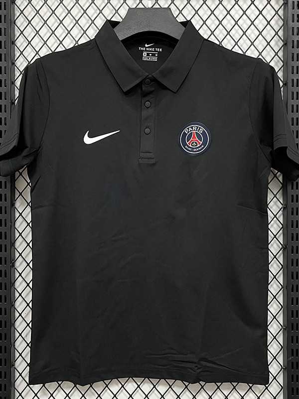26/27 PSG Black Leisure quick drying Men's Polo-shirt Top#PL6619