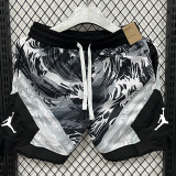 26/27 Flying Man Casual NBA Edition Flower Catkins Gray shorts#C2537
