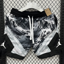 26/27 Flying Man Casual NBA Edition Flower Catkins Gray shorts#C2537