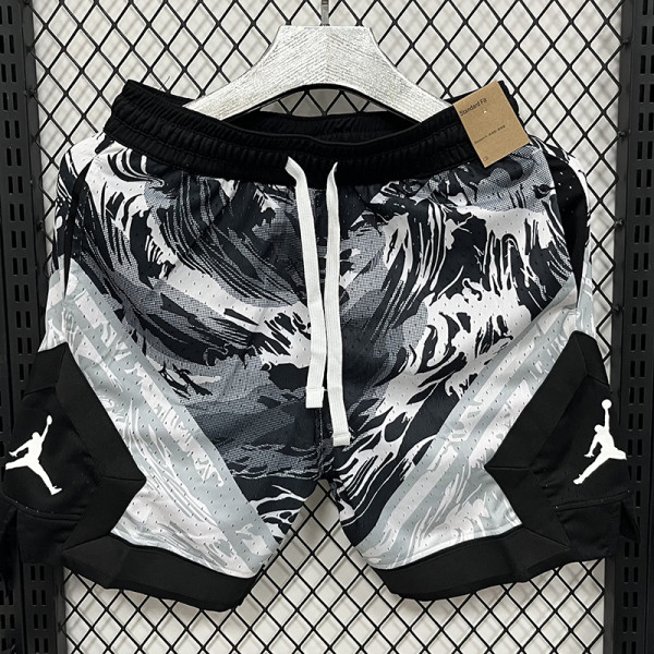 26/27 Flying Man Casual NBA Edition Flower Catkins Gray shorts#C2537