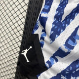 26/27 Flying Man White Blue Casual NBA Edition Flower Catkins Gray shorts#C2534