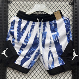 26/27 Flying Man White Blue Casual NBA Edition Flower Catkins Gray shorts#C2534