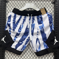26/27 Flying Man White Blue Casual NBA Edition Flower Catkins Gray shorts#C2534