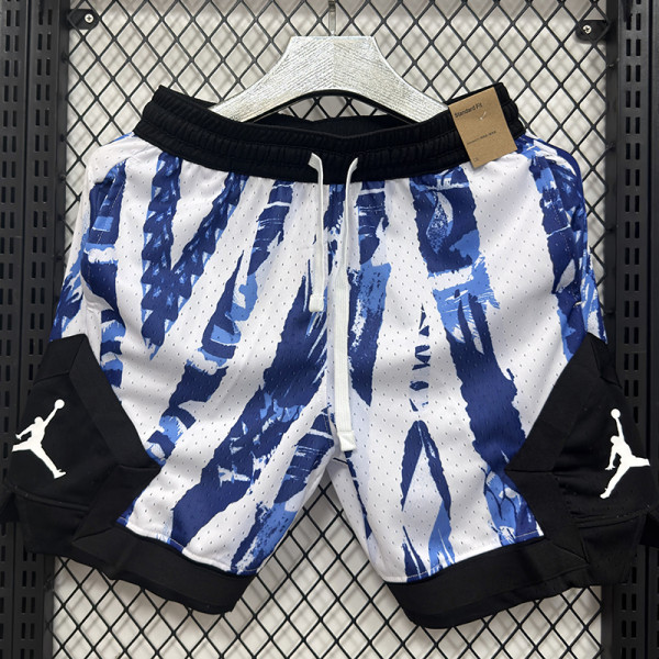 26/27 Flying Man White Blue Casual NBA Edition Flower Catkins Gray shorts#C2534