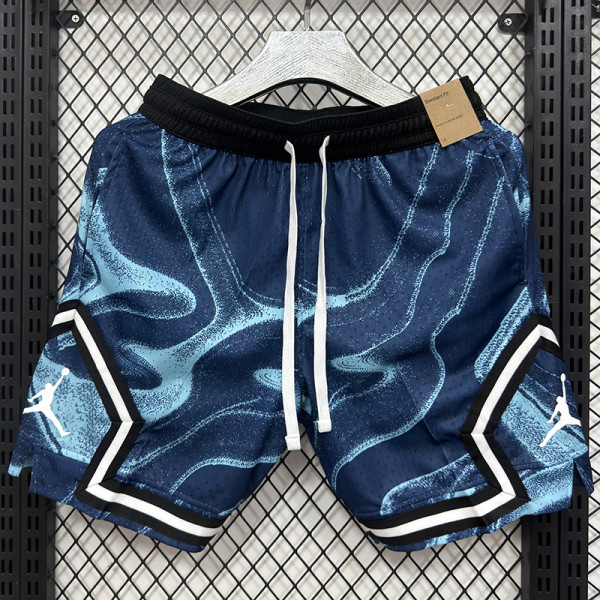 26/27 Flying Man Ripple Pattern Blue Casual NBA Edition Flower Catkins Gray shorts#C2532