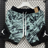 26/27 Flying Man Dark Green Casual NBA Edition Flower Catkins Gray shorts#C2533