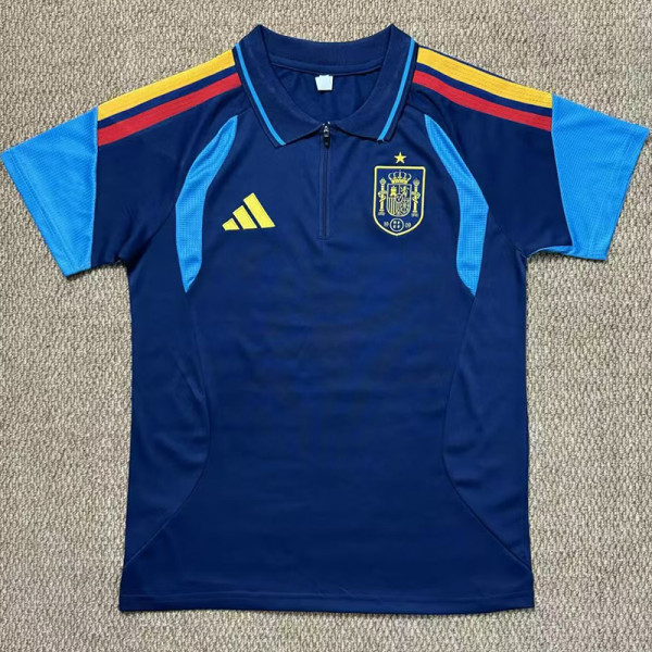 26/27 Spain Royal Blue Half Pull Polp Training Shirts(半拉翻领)