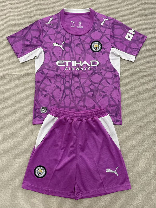 26/27 Man City Goalkeeper Purple Kids Soccer Jersey