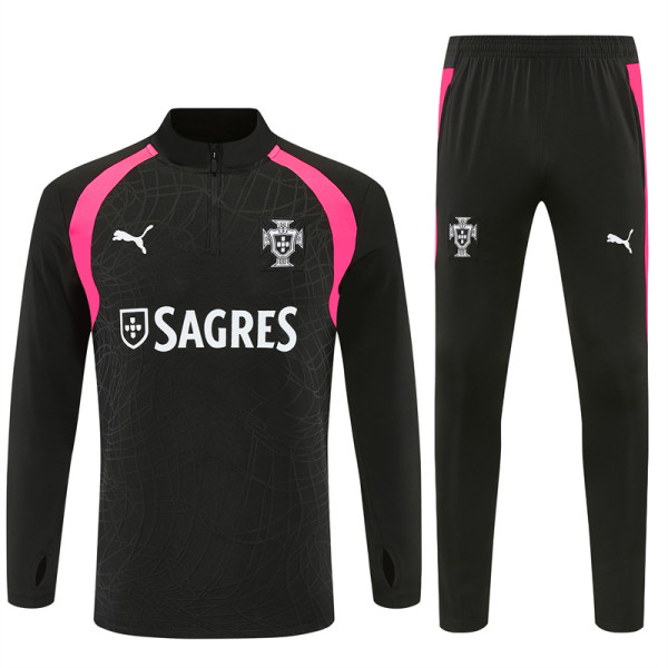 26/27 Portugal Black Half Pull Tracksuit (半拉链)