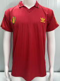 1990 Belgium Home Red  Retro Soccer Jersey