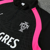 26/27 Portugal Black Half Pull Tracksuit (半拉链)