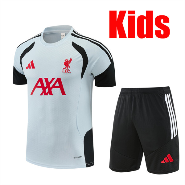 26/27 LIV Light Grey Kids Training sleeve Black Shorts Suit#童装