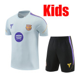 26/27 BAR Co-branded Edition Sky Blue Kids Training sleeve Black Shorts Suit#童装
