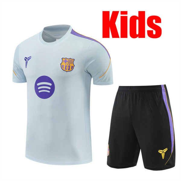 26/27 BAR Co-branded Edition Sky Blue Kids Training sleeve Black Shorts Suit#童装