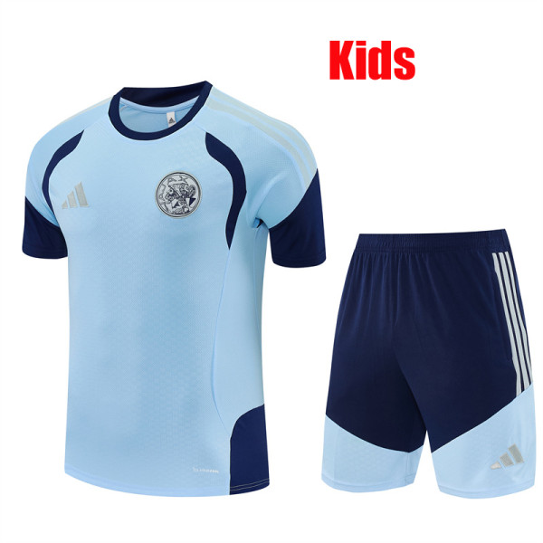 26/27 Ajax Kids Sky Blue Training sleeve Shorts Suit#童装