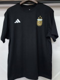 26/27 Argentina Black Pure Cotton Men's T-shirt#T-35