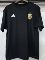26/27 Argentina Black Pure Cotton Men's T-shirt#T-35