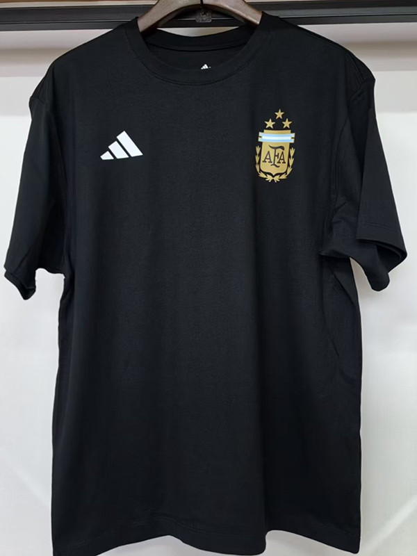 26/27 Argentina Black Pure Cotton Men's T-shirt#T-35
