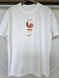 26/27 France White Pure Cotton Men's T-shirt#T-35金鸡标