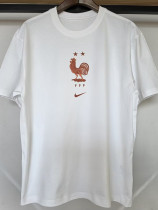26/27 France White Pure Cotton Men's T-shirt#T-35金鸡标