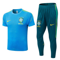 26/27 Brazil Player Version Lake BlueTraining Shirts Green Pants Suit